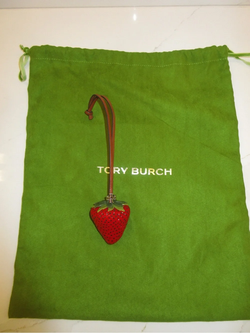 Tory Burch Strawberry Bag Charm with Leather Strap